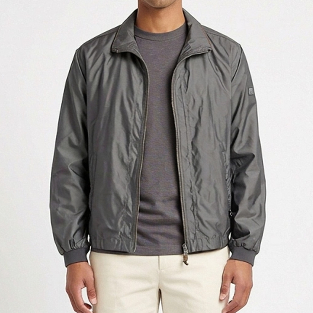 Nwot! Bugatti Houndstooth Pattern Nylon Light Weight Windbreaker Jacket